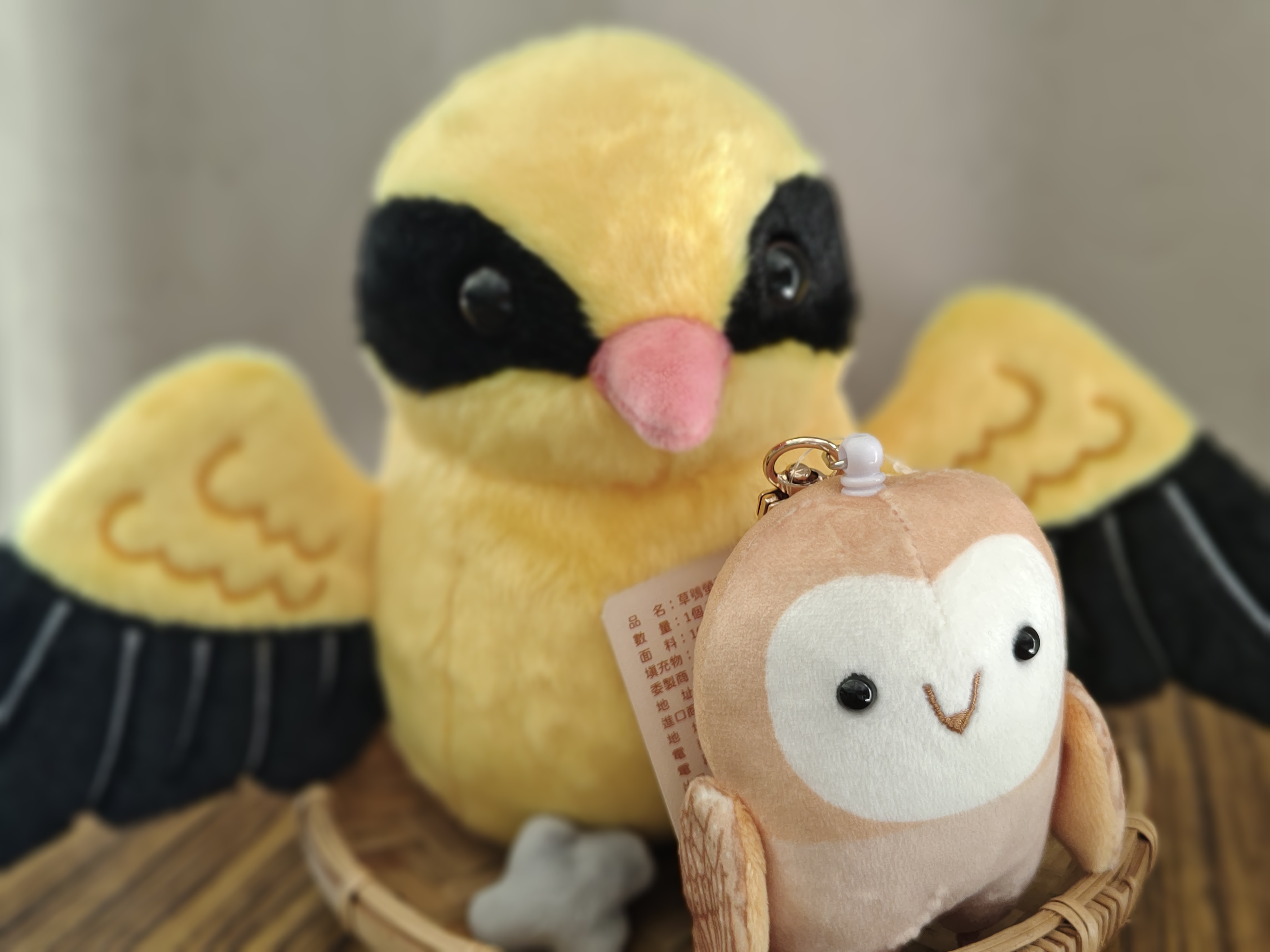 望鸝高飛~黃鸝鳥布偶6吋~黃鸝2+草鴞1$999